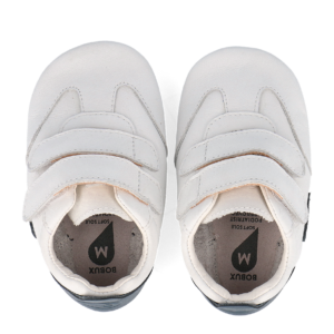 Bobux Soft Sole Blanco + Azul Marino Pitch (patuco suela blanda)
