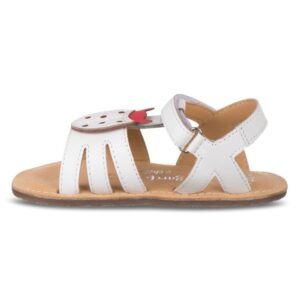 Chetto Sandalia Barefoot Blanca - Mariquita en relieve y suela flexible